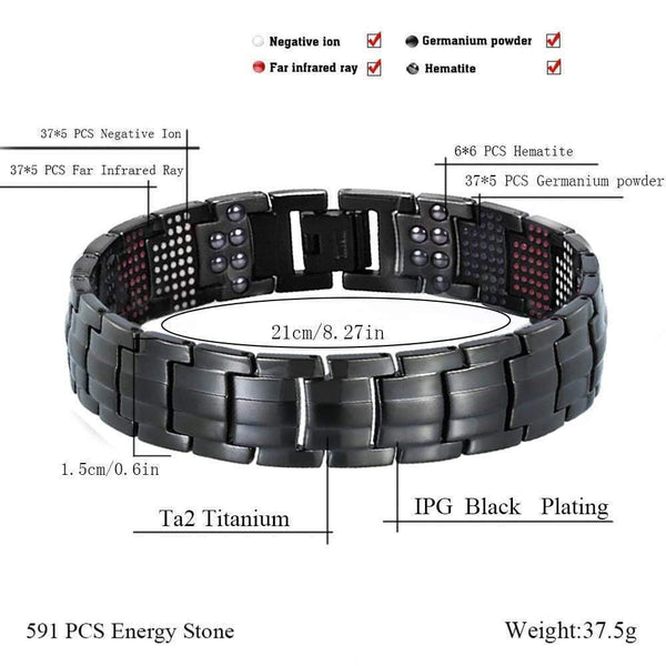 Planet Gates Blue Energy Stones Health Energy Bracelet Bangle for Arthritis Negative 4000 Ion Tourmaline Bracelet Balance Band Fashion 2019