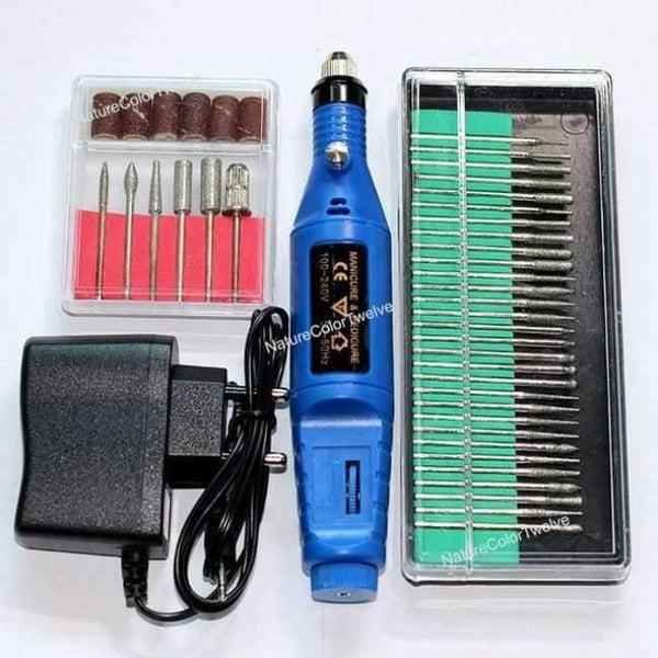 Planet Gates Blue - EU Plug Nail Power Drill Set 36bits Electric Drill Toolkit Manicure Pedicure Tools Gel Polish Remover Drill Electric Nail Files Kit