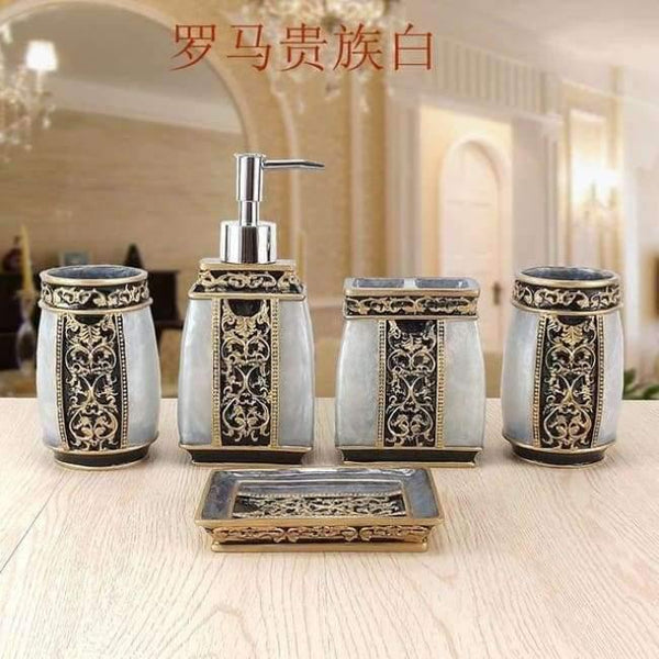 Planet Gates Blue Fashion bathroom supplies resin set of five pieces wash bath tubs Europe type bath products toothpaste receive a suit