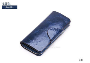 Planet Gates blue Female Wallets Zipper Genuine Leather Long Design Lovers Men/Women Wallets Mobile phone clutch