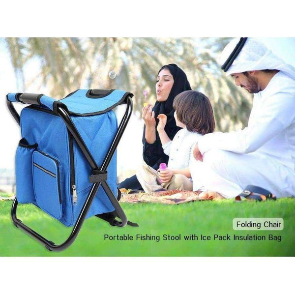 Planet Gates Blue Fishing Chair Portable Fishing Stool Camping Chair Seat with Ice Pack Insulation Bag for Outdoor Sports Fishing Hiking