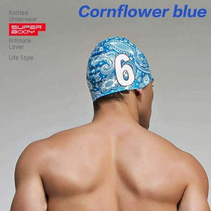 Planet Gates blue fllower Water man swimming caps silicone boys 2016 new blue bathing cap male adult professional waterproof ear Sale