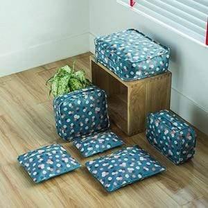 Planet Gates Blue flowers 6PCS Men and Women Travel  Bag Clothes Underwear Bra Packing Cube Luggage Organizer Pouch Family Closet Divider Organiser Bags