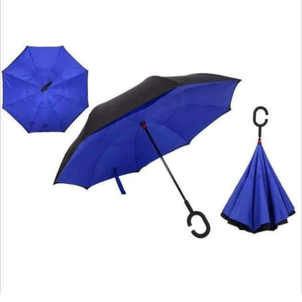 Planet Gates Blue Folding Reverse Umbrella Double Layer Inverted Windproof  Rain Car Umbrellas For Women