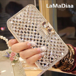Planet Gates blue / for iphone 4s Rhinestone Diamond Phone Case for iPhone Xs Max 5 5s 5c 6 6s plus 7 8 plus Wallet Leather Flip Cover