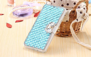 Planet Gates blue / for iphone 4s Rhinestone Diamond Phone Case for iPhone Xs Max 5 5s 5c 6 6s plus 7 8 plus Wallet Leather Flip Cover