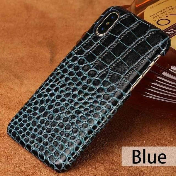 Planet Gates blue / For iPhone 6 6S Crocodile skin phone case for iphone X XAS 6 7 8 8 plus 5 5s SE leather shatter-resistant luxury case