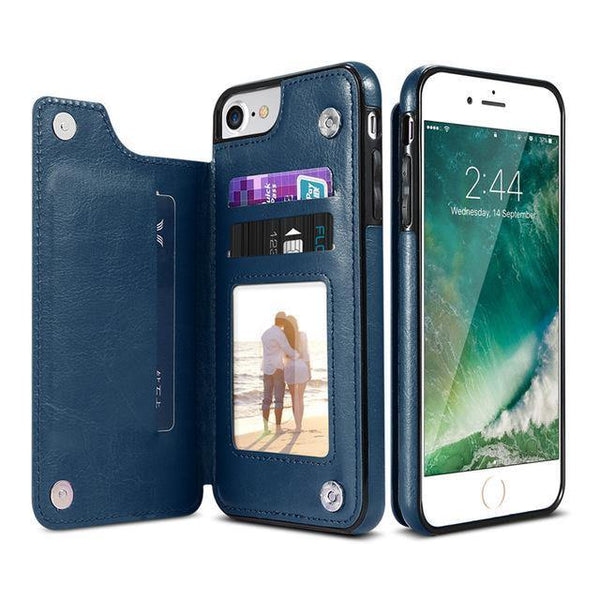 Planet Gates Blue / For iPhone 7 8 Retro PU Leather Case For iPhone X 6 6s 7 8 Plus XS 5S SE Multi Card Holders Phone Cases For iPhone XS Max XR 10 Cover