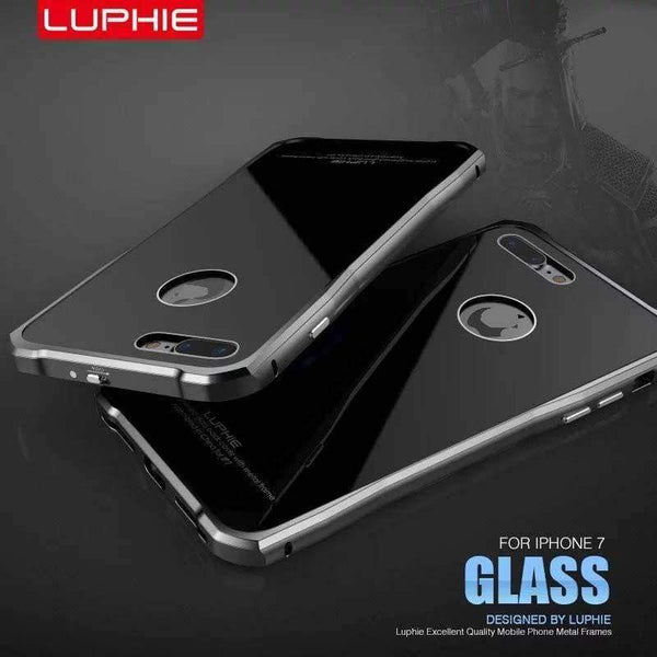 Planet Gates blue / for iphone 7 iPhone 7 Case  Luxury Aluminum Metal Frame + Tempered Backplane Back Cover For iPhone 7plus Phone Case JS0021