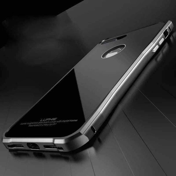 Planet Gates blue / for iphone 7 iPhone 7 Case  Luxury Aluminum Metal Frame + Tempered Backplane Back Cover For iPhone 7plus Phone Case JS0021