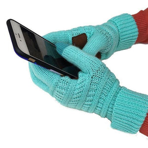 Planet Gates blue / free size for adult Winter Gloves Women Fashion Knit Handschoenen Guantes Finger Touch Screen Gloves Men Mittens