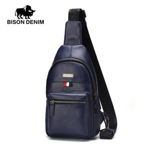 Planet Gates Blue Genuine Leather Crossbody Bag Waterproof Men's Bags Small Single Shoulder Strap Chest Pack Leather Travel Bag N2666