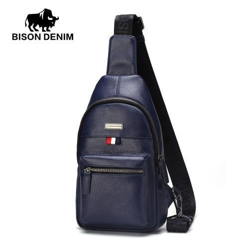 Planet Gates Blue Genuine Leather Crossbody Bag Waterproof Men's Bags Small Single Shoulder Strap Chest Pack Leather Travel Bag N2666