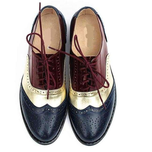 Planet Gates blue gold red / 5.5 women genuine leather oxford shoes woman flats handmade vintage retro lace up loafers brown casual sneakers flat shoes for women