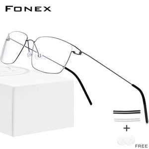 Planet Gates Blue Gray Titanium Alloy Glasses Frame Men Prescription Eyeglasses New Women Myopia Optical Korean Morten Screwless Eyewear 98624