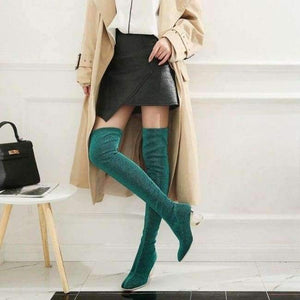 Planet Gates Blue green / 11 SIMLOVEYO Women Boots Stretch Slim Thigh High Boots female Sexy Over the Knee Boots High Heel Shoes Botas feminino mujer  B706
