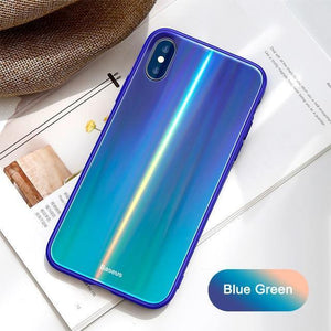 Planet Gates Blue Green / For iPhone X Baseus Gradient Glass Case For iPhone X 10 Coque Luxury Aurora Tempered Glass Protective Back Cover For iPhoneX 10 Case Capinhas