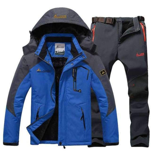 Planet Gates blue grey pant / XL Winter Ski Jacket suits Men Waterproof Fleece Snow Jacket Thermal Coat Outdoor Mountain Skiing Snowboard Jacket Pant suits L-5XL