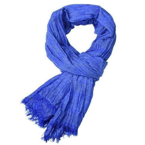 Planet Gates Blue Guttavalli Men Viscose Solid Chevron Long Scarf Soft Winter Summer Crepe Fashion Skinny Shawl Autumn Wrinkle Geometric Wraps