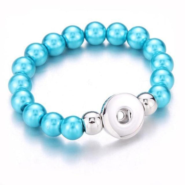 Planet Gates blue Handmade Snap Button Bracelet 10mm Imitation Pearls Beads Snap Jewelry Fit 18mm Snap Button Jewelry Beaded Bracelet