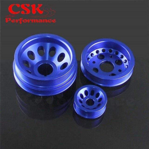 Planet Gates Blue High Performance Light-weight Crank Pulley Fits For Nissan Z33 350Z Fairlady 350GT Skyline V35  Blue/Red