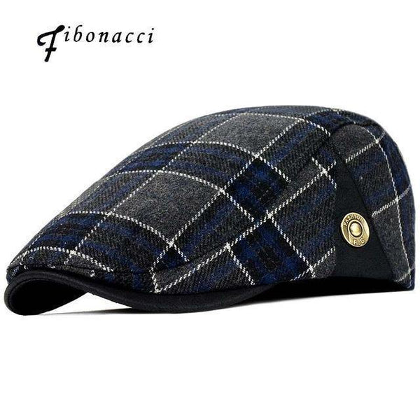 Planet Gates Blue High Quality Retro Adult Berets Men Wool Plaid Cabbie Flat cap Hats for Women's Newsboy Caps