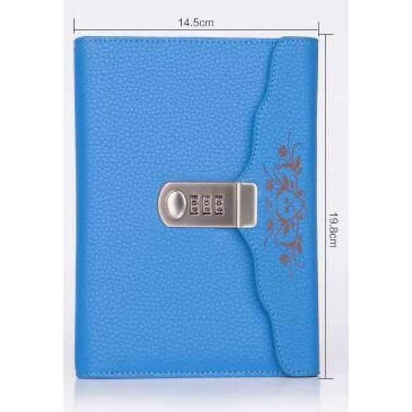 Planet Gates Blue Individual Logo Custom B6 Notebook Writing Pads Lock Password PU Leather Notepad Travelers Office School Diary Binder Gift