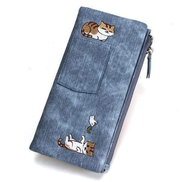 Planet Gates Blue Jeans Style Women Wallet Long Zipper Girl High Grade Pu Leather Phone Case Female Card Holder Wallet