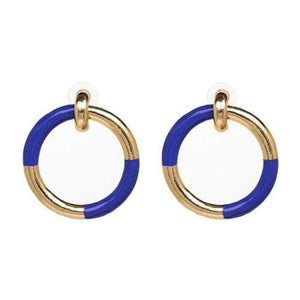 Planet Gates Blue JURAN Gold & White Colors Round Geometric Metal Drop Dangle Earring 2018 New Arrival Statement Earrings For Women Bijoux