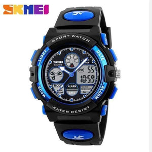 Planet Gates Blue Kids LED Digital Watches for Boys Girl Sport 5Bar Waterproof Wristwatches Smart PU Strap Children Montre Enfant