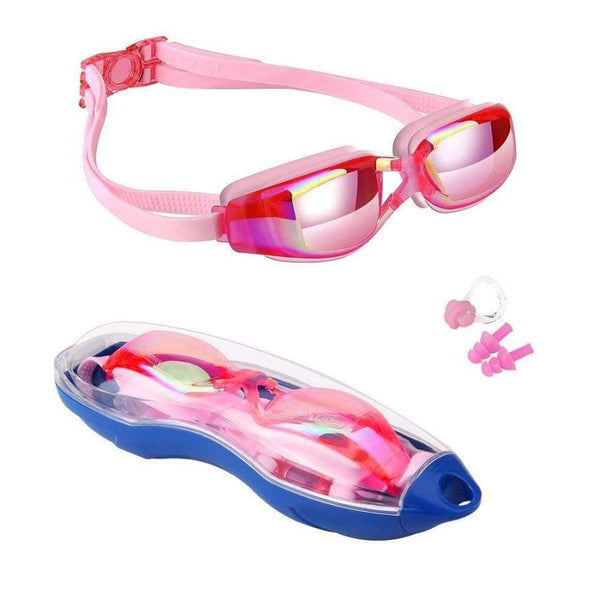 Planet Gates Blue Kids Swimming goggles Anti-Fog UV Protection Swim Glasses with Case,Nose Clip,Earplugs for Boys Girls training in swimming pool