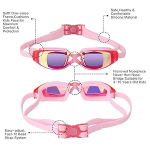 Planet Gates Blue Kids Swimming goggles Anti-Fog UV Protection Swim Glasses with Case,Nose Clip,Earplugs for Boys Girls training in swimming pool