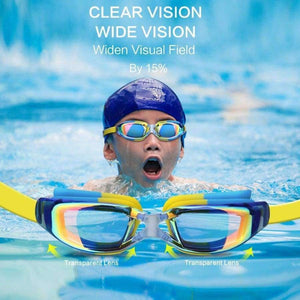 Planet Gates Blue Kids Swimming goggles Anti-Fog UV Protection Swim Glasses with Case,Nose Clip,Earplugs for Boys Girls training in swimming pool