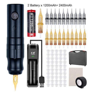 Planet Gates Blue Kit 3 Wireless Tattoo Machine Pen Rotary Tattoo Eyebrow Machine for Body Art Wireless Tattoo Pen Professional Coreless Motor