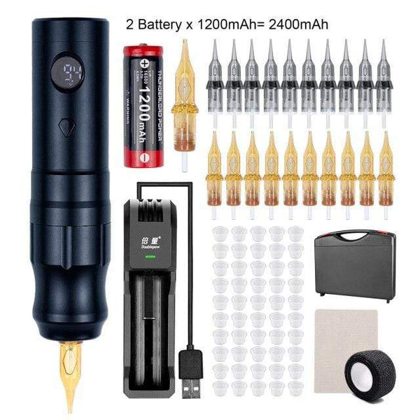 Planet Gates Blue Kit 3 Wireless Tattoo Machine Pen Rotary Tattoo Eyebrow Machine for Body Art Wireless Tattoo Pen Professional Coreless Motor