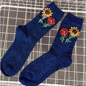 Planet Gates Blue Knee Socks A Limited Edition Of High-end Runway Looks Manual Nail Bead Onion Hosiery For Pearl Heaps Of Individual Vogue