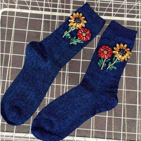 Planet Gates Blue Knee Socks A Limited Edition Of High-end Runway Looks Manual Nail Bead Onion Hosiery For Pearl Heaps Of Individual Vogue