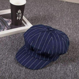 Planet Gates Blue Korean Summer Summer Thin And Soft Cloth Foldable Beret Men And Women Sunshade Sunscreen Concise Stripe Octagonal Hat