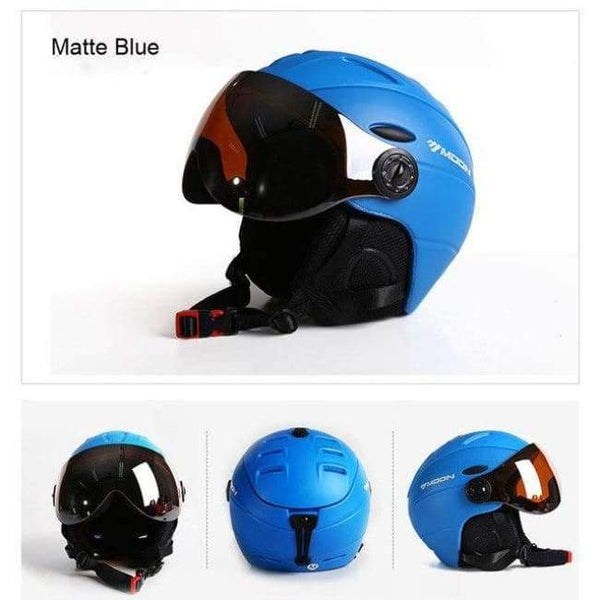Planet Gates Blue / L(58-61cm) Professional Half-covered CE Certification Ski Helmet Integrally-molded Outdoor Sports Helmets Snowboard Goggles Mask