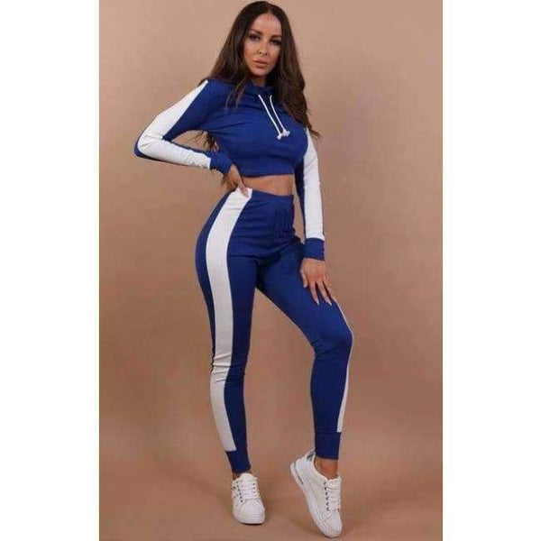 Planet Gates Blue / L Autumn Women Two Piece Set Tracksuit Outfits Sport Suits Woman 2 Piece Pants Sets Women Striped Hoodies Sweatshirt Crop Top