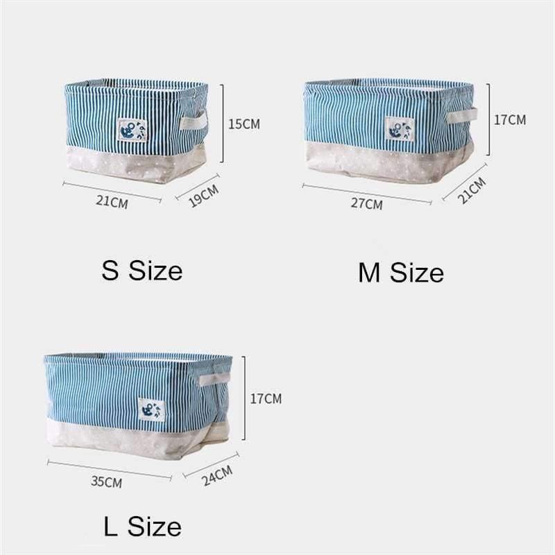 Planet Gates Blue / L Blue Striped Storage Basket for Books Toys Clothing Organizer Cotton Folding Laundry Basket Home Storage & Organization