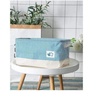 Planet Gates Blue / L Blue Striped Storage Basket for Books Toys Clothing Organizer Cotton Folding Laundry Basket Home Storage & Organization