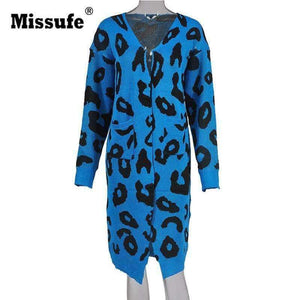 Planet Gates Blue / L Casual Long Sweater For Women Christmas Cardigan Lady's Sweaters Female Cardigan Autumn Pull Femme Hiver Winter Clothes