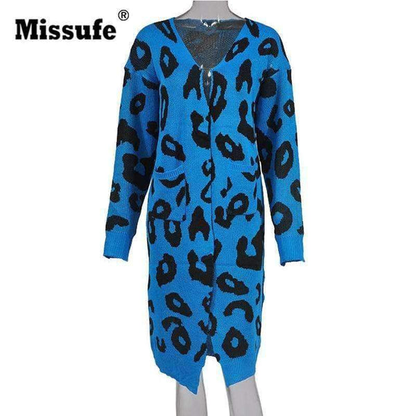 Planet Gates Blue / L Casual Long Sweater For Women Christmas Cardigan Lady's Sweaters Female Cardigan Autumn Pull Femme Hiver Winter Clothes