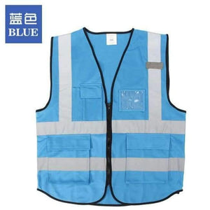 Planet Gates Blue / L High Visibility Clothing Clothing Safety Reflective Vest L,XL,5 Color Night Work Security Traffic Cycling