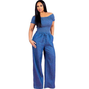 Planet Gates Blue / L Jumpsuits For Women 2018 Autumn Elegant Jumpsuit Jeans Loose Wide Leg Long Casual Rompers Womens Jumpsuit Pants Drop Ship