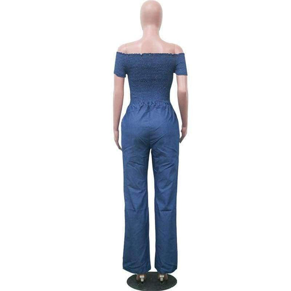 Planet Gates Blue / L Jumpsuits For Women 2018 Autumn Elegant Jumpsuit Jeans Loose Wide Leg Long Casual Rompers Womens Jumpsuit Pants Drop Ship
