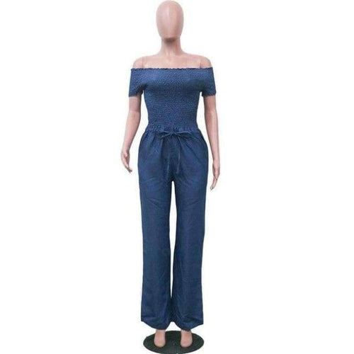 Planet Gates Blue / L Jumpsuits For Women 2018 Autumn Elegant Jumpsuit Jeans Loose Wide Leg Long Casual Rompers Womens Jumpsuit Pants Drop Ship