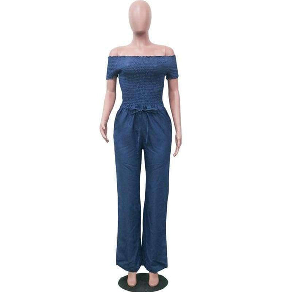 Planet Gates Blue / L Jumpsuits For Women 2018 Autumn Elegant Jumpsuit Jeans Loose Wide Leg Long Casual Rompers Womens Jumpsuit Pants Drop Ship