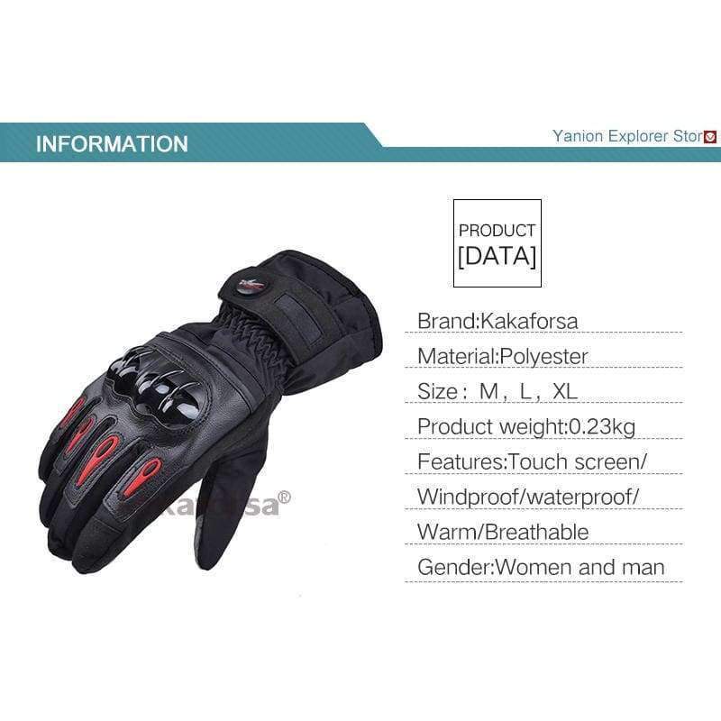 Planet Gates Blue / L Men Leather Skiing Gloves Touch Screen Warm Thick Ski Gloves Outdoor Waterproof Motorcycle Riding Snow Snowboard Glove